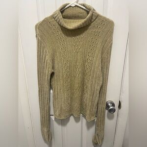 Cozy Cable Knit Turtleneck Sweater - Tan